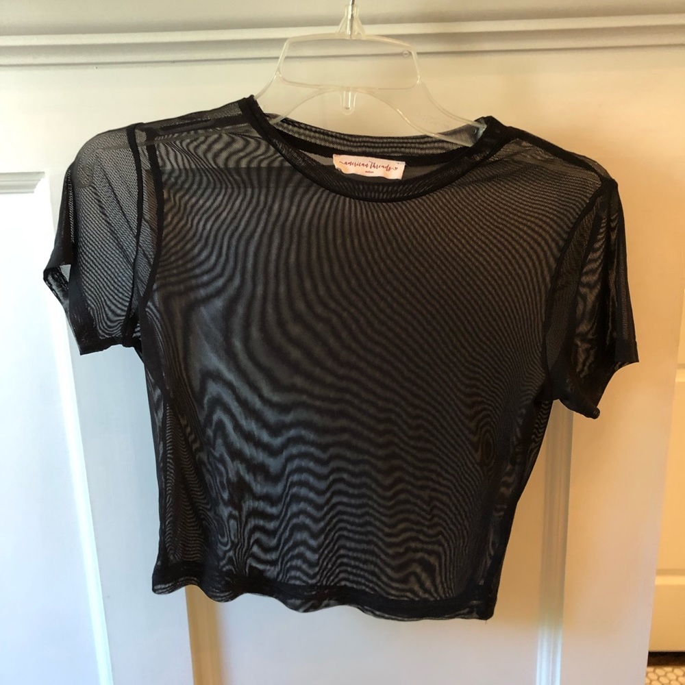American threads black mesh top